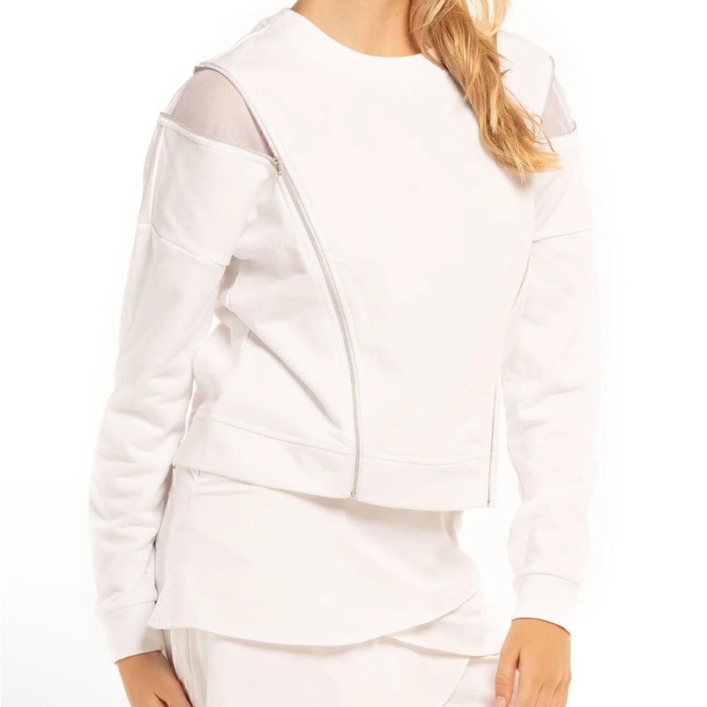 Lucky in Love White ZIPS ARE SEALED Sweatshirt/Jacket. Size Large. NWT - Picture 2 of 11